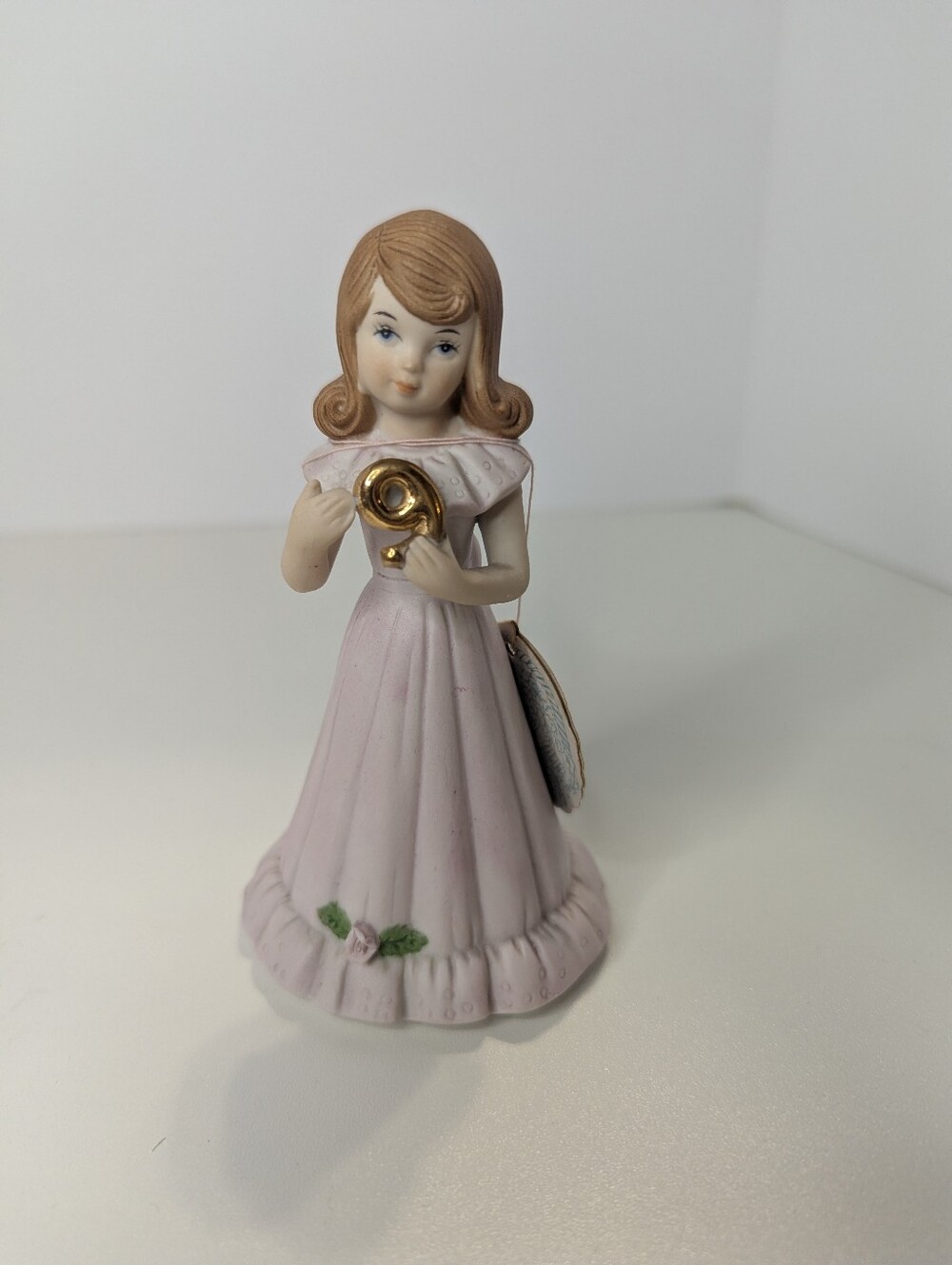 Vintage 1982 Enesco Growing Up Birthday Girl Figurine Age 9 Brunette